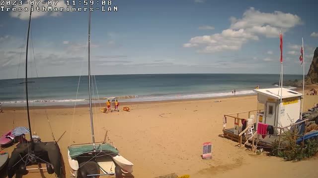 Beach in Tresaith village, Wales, UK
