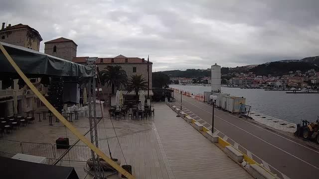Bay and square on Petra Kresimira street of Rab town, Croatia