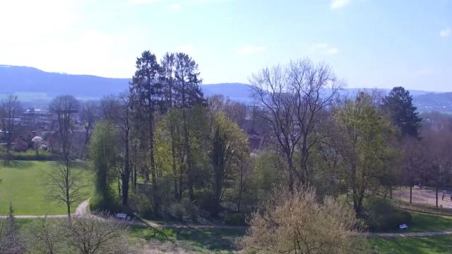 Panorama from Parkhotel Pyrmont next to Ewilpa park of edible wild plants in Bad Pyrmont, Germany