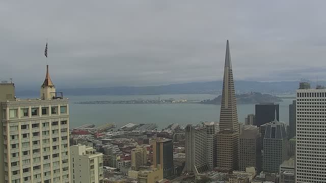 Transamerica Pyramid and Treasure Island, San Francisco, CA, USA