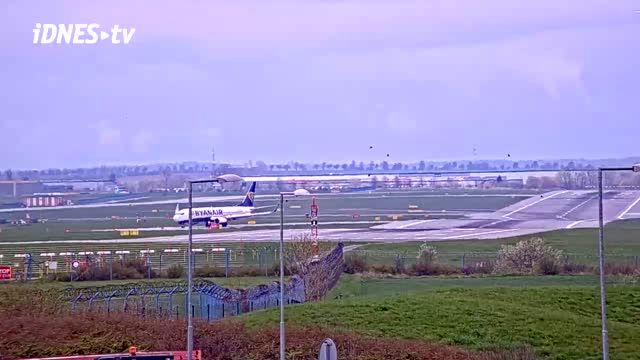 International airport, runway in Prague city, Czech Republic