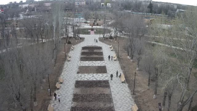 Alley in the park in Akhtubinsk city, Russia