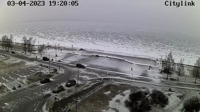 Embankment of the Onega River in Petrozavodsk city, Russia