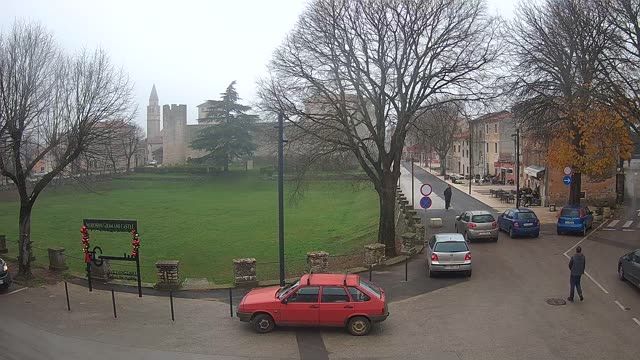 Town Square - view to Castle Morosini Grimani in Svetvincenat, Croatia