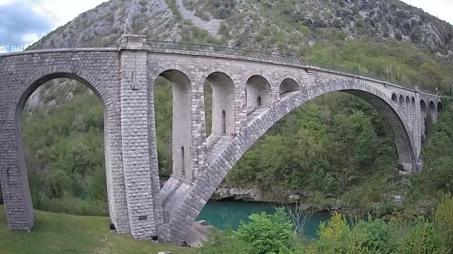 Solkan bridge across the river Soca in Nova Gorica city, Slovenia