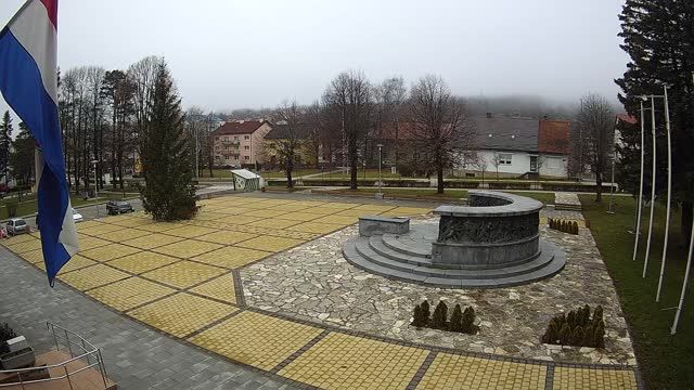 City park of Korenica town - Monument to the Caduti partisans