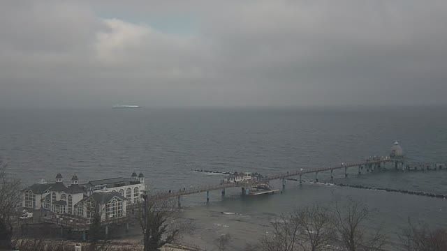 Coastline and jetty in Ostseebad Sellin town, Germany