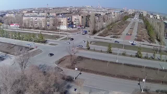 Crossroad of Pobeda avenue and Lenin street in Guy city, Russia