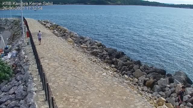 Pier and beach on the coast of Kerpe, Türkiye