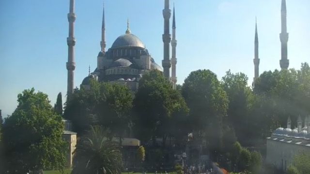 Hagia Sophia and Blue Mosque at Sultan Ahmet Square in Istanbul, Turkey