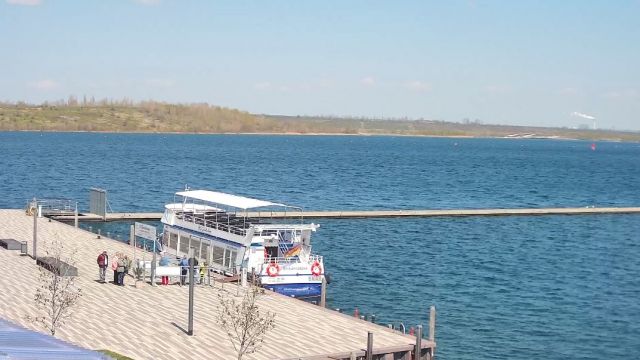 Jetty on Geiseltalsee lake in Braunsbedra town, Germany