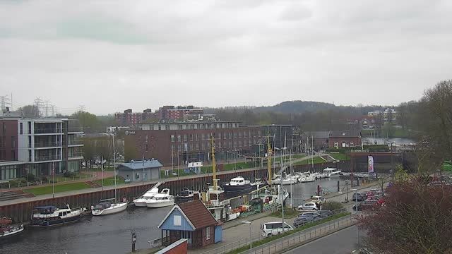 City harbor in Stade city, Germany