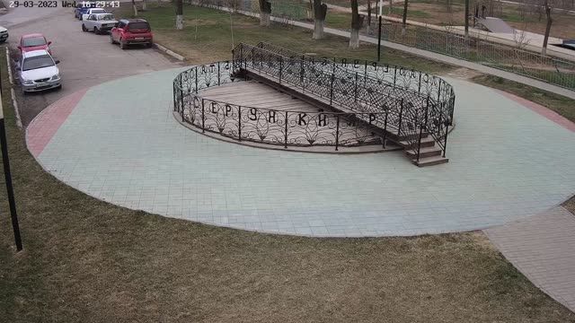 Bridge in the park on Tsiolkovsky street in Akhtubinsk city, Russia