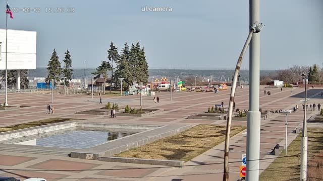 Singing fountain on Lenin square in Ulyanovsk city, Russia