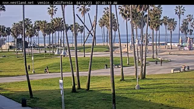 Walking alley near Venice Beach in Los Angeles city, California, USA