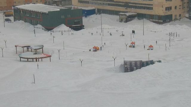 Komsomolskaya street in Norilsk city, Russia