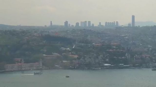 Panoramic camera on the coastline of Istanbul city, Türkiye
