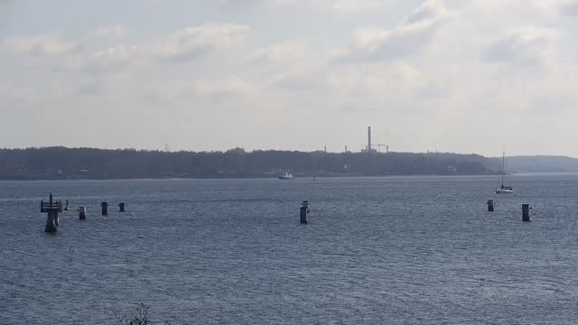 Friedrichsort lighthouse on the beach in Kiel town, Germany