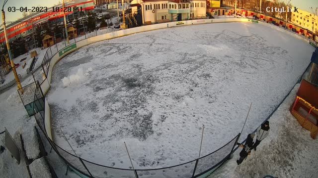 Skating rink in Zvezdochka sports complex of Severodvinsk city, Russia