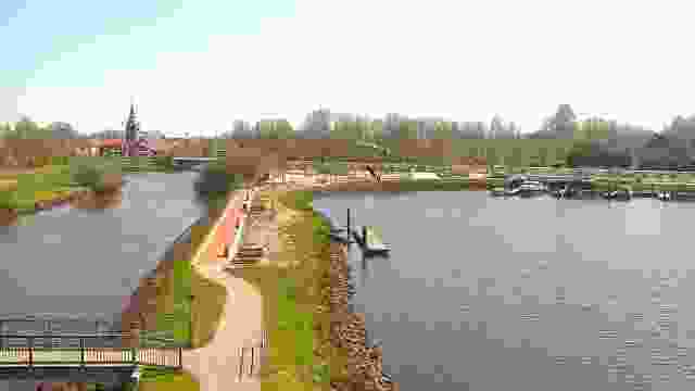 Harbor on the river in Barssel city, Germany