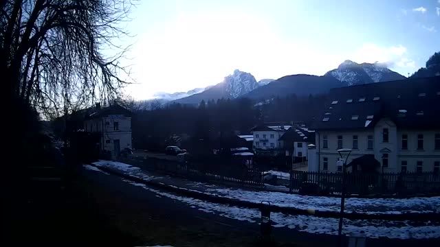 Bicycle lane and Mangart mountain in Tarvisio village, Italy