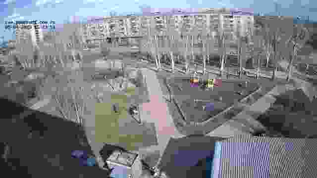 Children's playground in the city park in the Volzhsky city, Russia