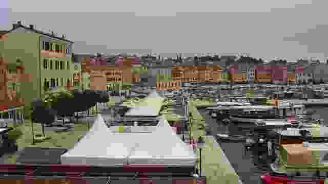 Seaside promenade and marina in Rovinj town, Istria, Croatia