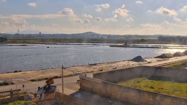 Salt pans of Trapani nature reserve on the island of Sicily, Italy