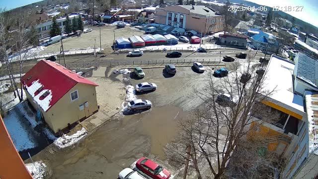Central square in Sosnovo town, Russia