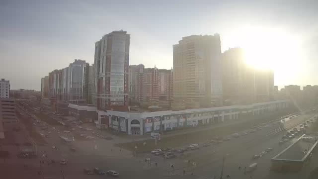 Prosveshcheniya avenue in St. Petersburg city, Russia