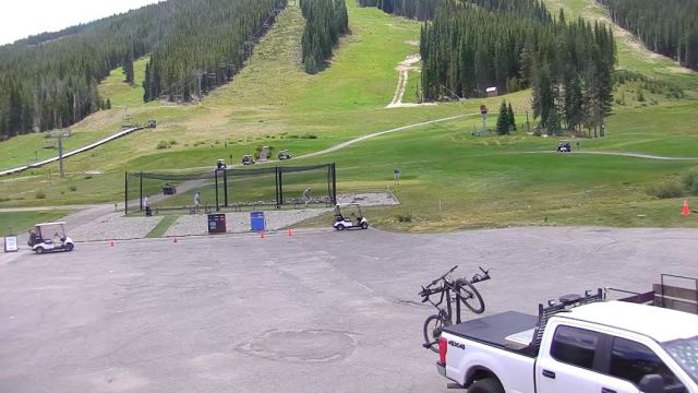 Parking for golf cars near the Copper Mountain lift station in Frisco, CO, USA