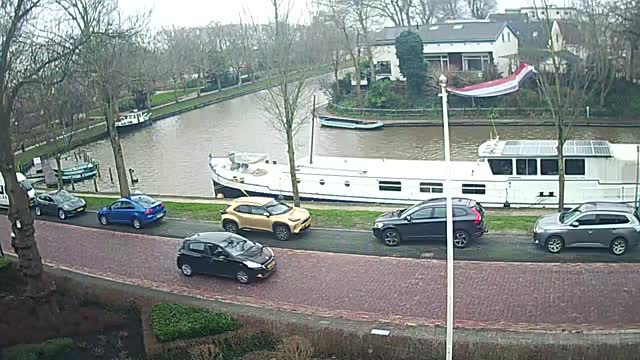 Water canal Zuidoostersingel in Harlingen, Netherlands
